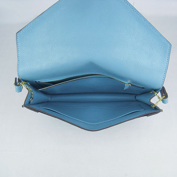 7A Hermes Togo Leather Messenger Bag Light Blue With Gold Hardware H021 Replica - Click Image to Close